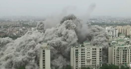 Supertech Twin Towers Demolished In Noida; Rubble Clearing Process Begins