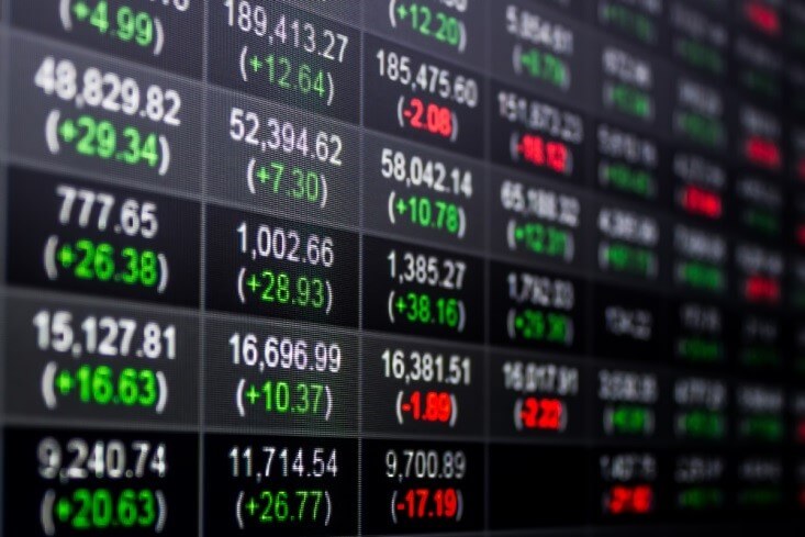 Stock Exchanges – screen showing different figures of stock movements. – Finance Brokerage
