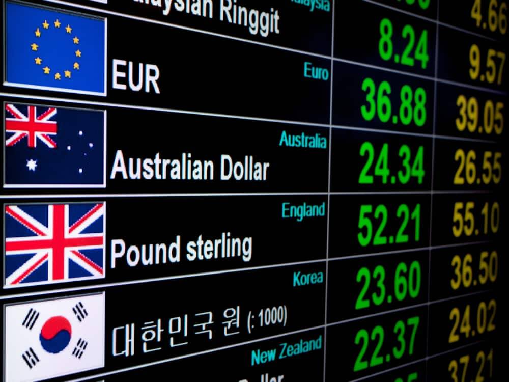 GBPAUD currency exchange rate on digital LED display board